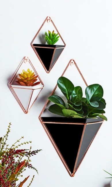 Small Geometric Acrylic and Iron Hanging Vase